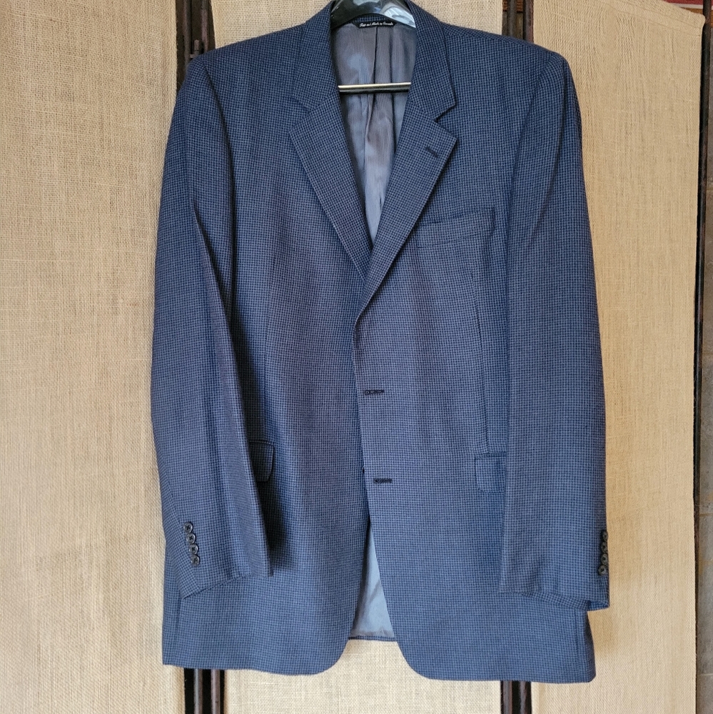 Cashmere Blazer Jack Victor Sport Coat 46 XL Blue Check Rochester Big Tall Italy